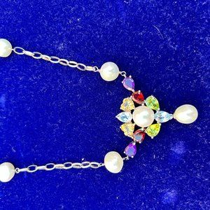 Ross-Simons Sterling Adjustable Multi-Gemstone Necklace